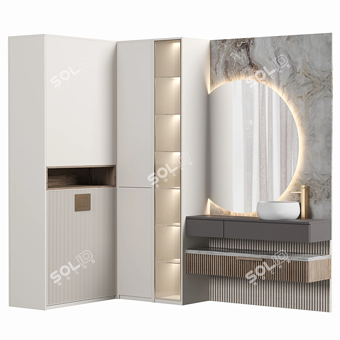 Modern Bathroom Cabinet Set 3D model image 1