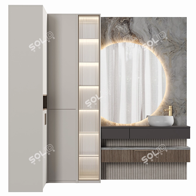 Modern Bathroom Cabinet Set 3D model image 2
