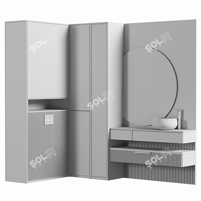 Modern Bathroom Cabinet Set 3D model image 4