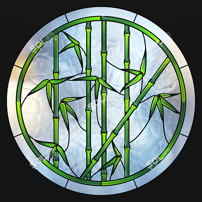 Round Bamboo Stained Glass 3D model image 1