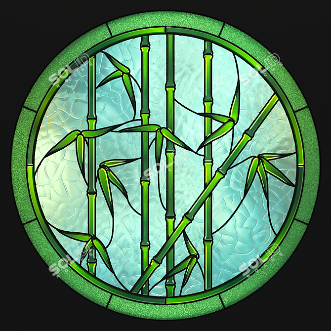 Round Bamboo Stained Glass 3D model image 4