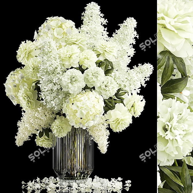 White Spring Floral Bouquet 3D model image 1