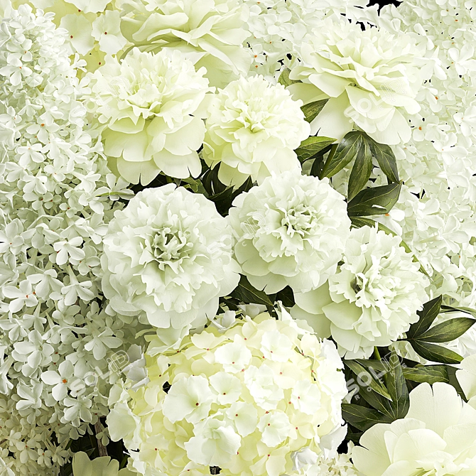 White Spring Floral Bouquet 3D model image 2