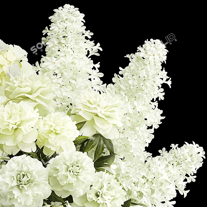 White Spring Floral Bouquet 3D model image 3