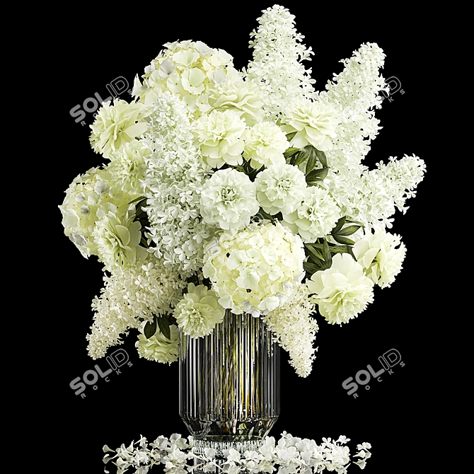 White Spring Floral Bouquet 3D model image 4