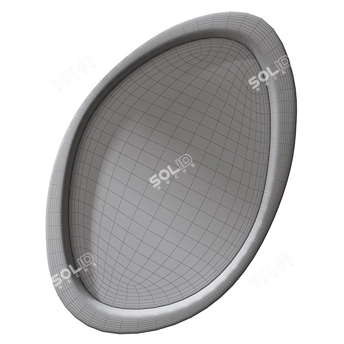 Handcrafted Asymmetrical Wooden Mirror 3D model image 2