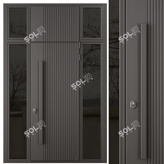 Modern Entry Door Set27 3D model image 1