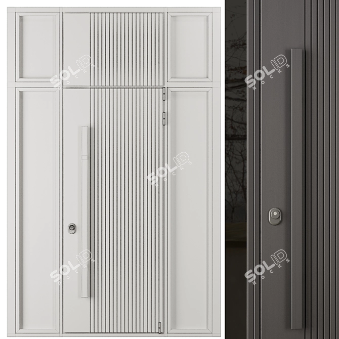 Modern Entry Door Set27 3D model image 3