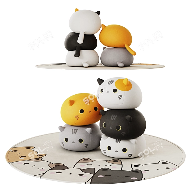 Cat Lovers Rug Mat 3D model image 1