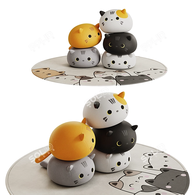 Cat Lovers Rug Mat 3D model image 2
