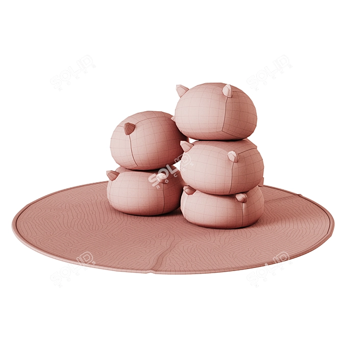 Cat Lovers Rug Mat 3D model image 4