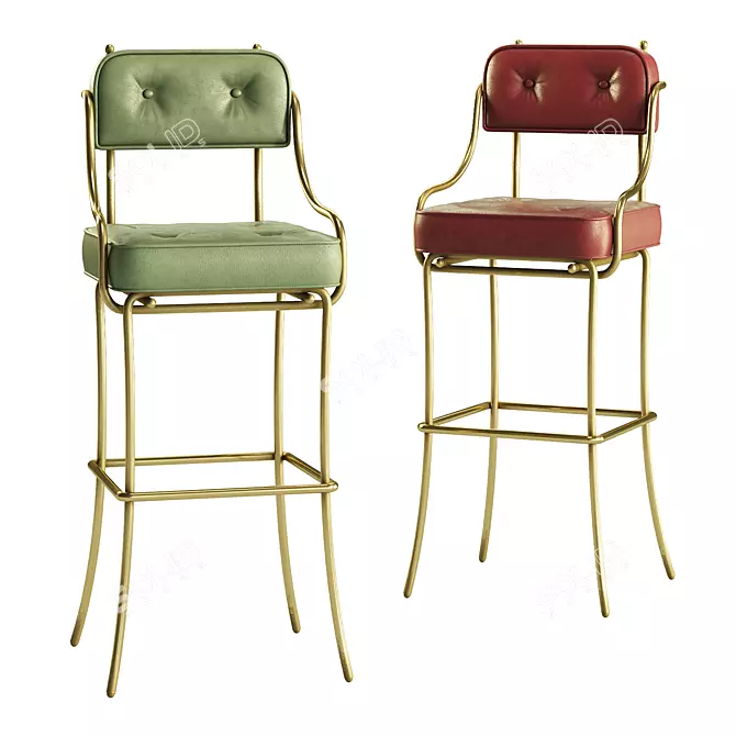 Italian Leather Bar Stool 3D model image 1