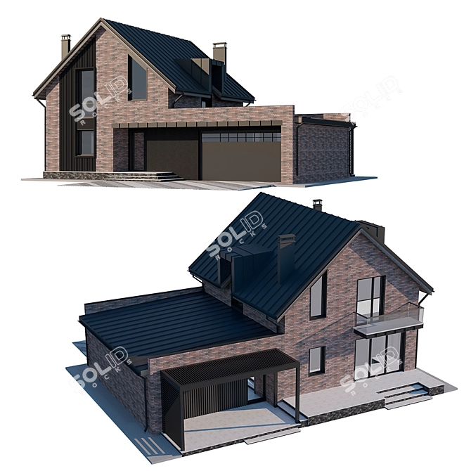 Two-Story Cottage with Garage 3D model image 1