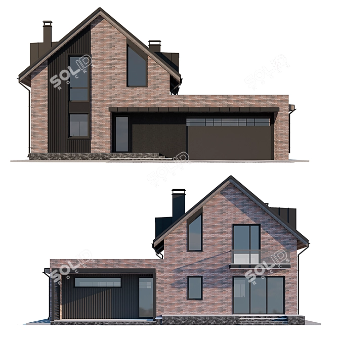 Two-Story Cottage with Garage 3D model image 2