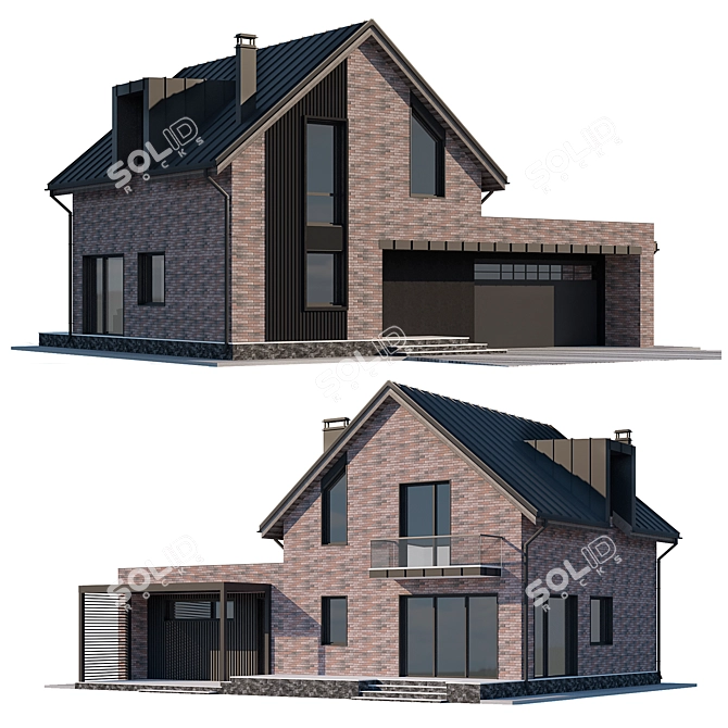 Two-Story Cottage with Garage 3D model image 3