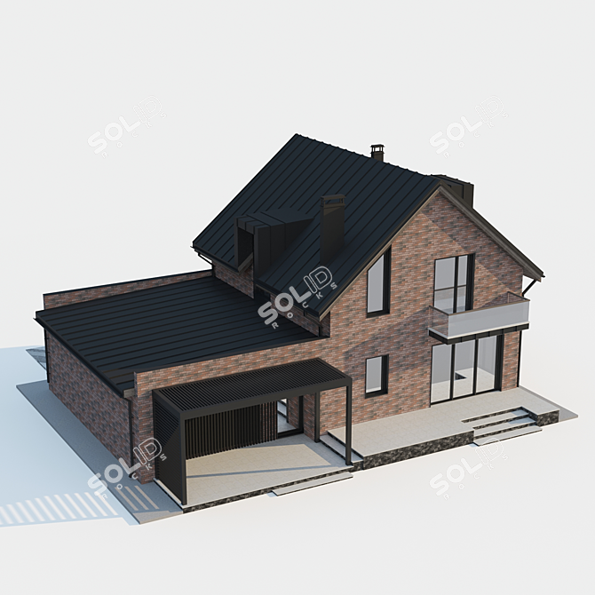 Two-Story Cottage with Garage 3D model image 6