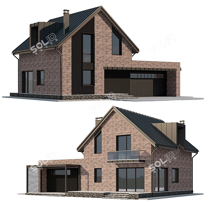 Two-Story Cottage with Garage 3D model image 7