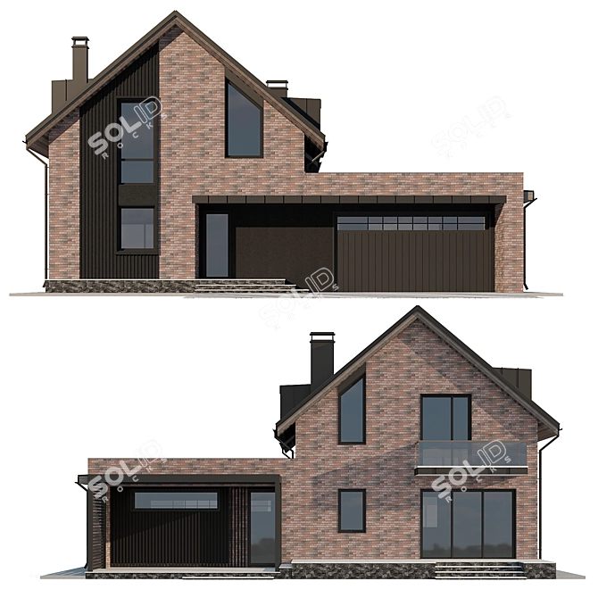 Two-Story Cottage with Garage 3D model image 8