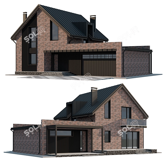 Two-Story Cottage with Garage 3D model image 9