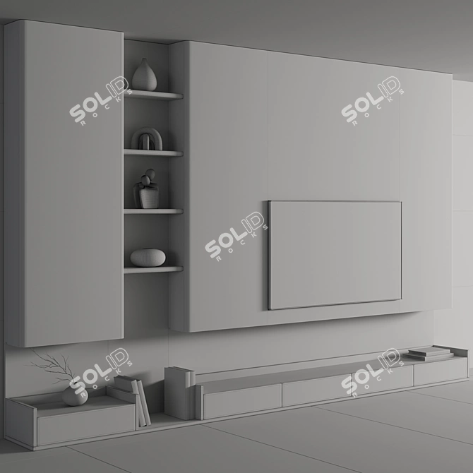 Modern TV Wall Shelf Set 3D model image 2