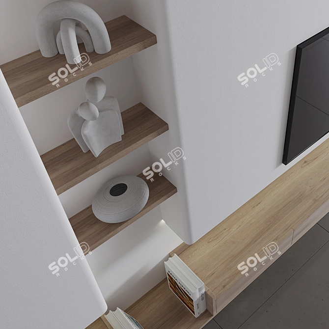 Modern TV Wall Shelf Set 3D model image 4