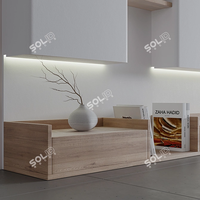 Modern TV Wall Shelf Set 3D model image 5