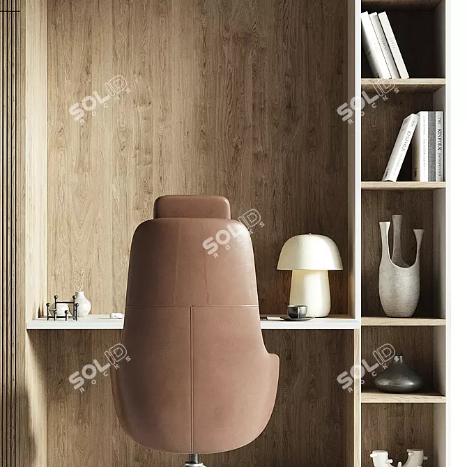 Elegant Modern Home Office Set 3D model image 2