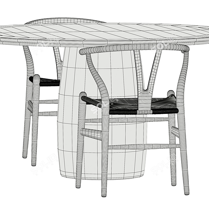 Scandinavian Dining Set in Oak 3D model image 5