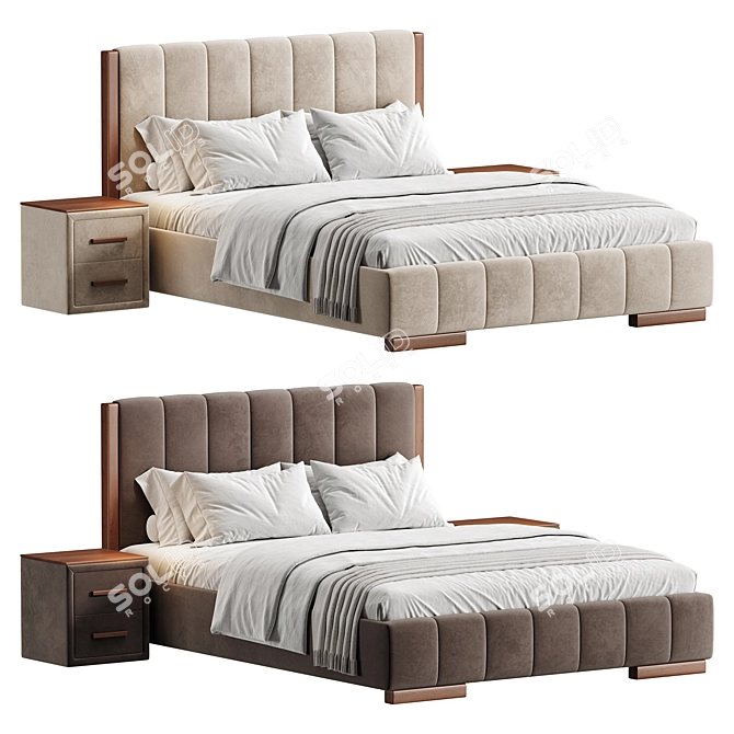 Elegant Jacklin Upholstered Queen Bed 3D model image 1