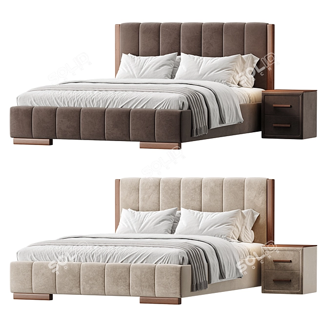 Elegant Jacklin Upholstered Queen Bed 3D model image 2