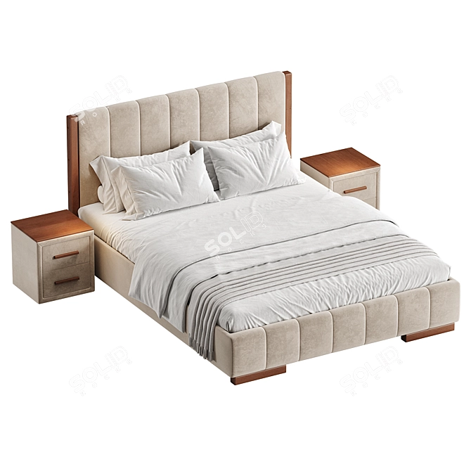 Elegant Jacklin Upholstered Queen Bed 3D model image 3