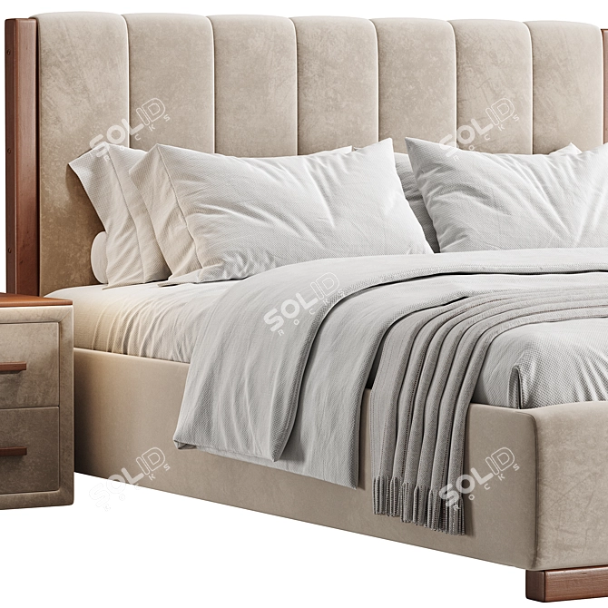 Elegant Jacklin Upholstered Queen Bed 3D model image 4