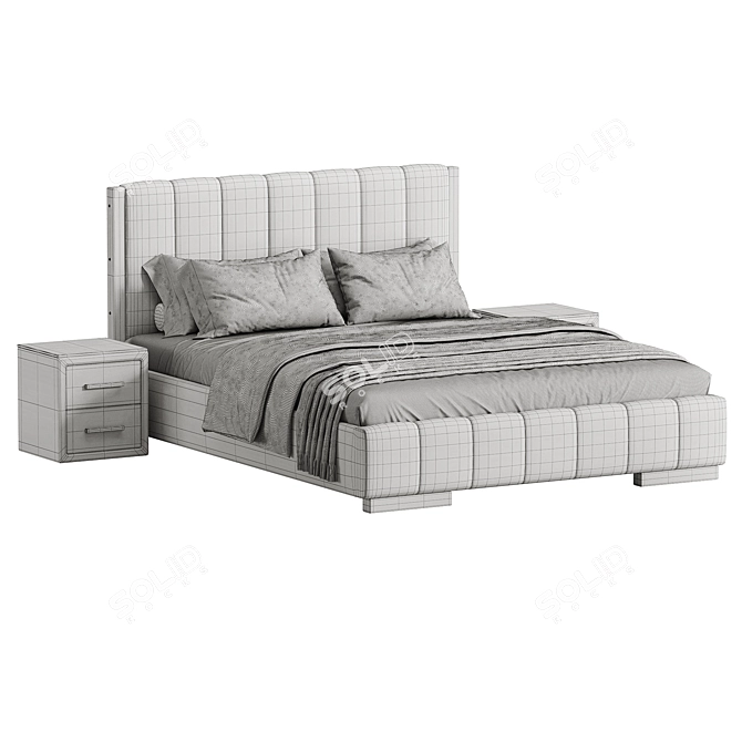 Elegant Jacklin Upholstered Queen Bed 3D model image 5