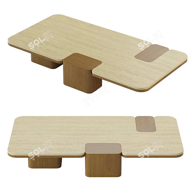 Italian Marble Coffee Table Set 3D model image 2