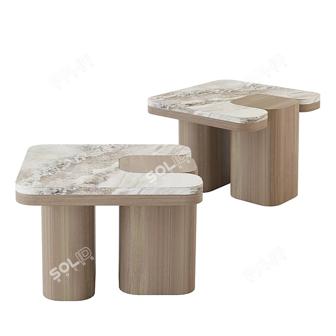 Italian Marble Coffee Table Set 3D model image 4