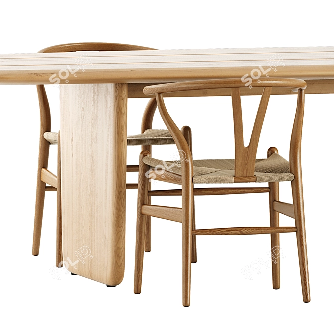 Modern Outdoor Dining Set: CH24 Chairs and Nairobi Table 3D model image 3