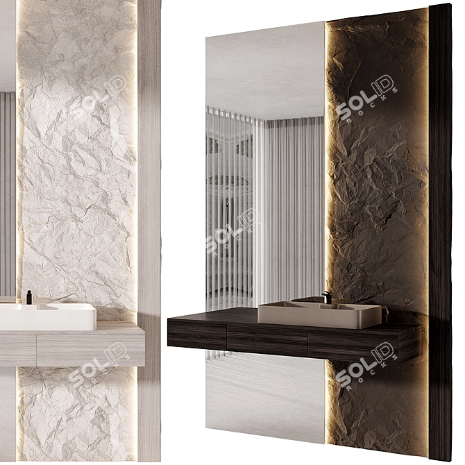 Modern Bathroom Furniture Set for 3D Modeling 3D model image 3