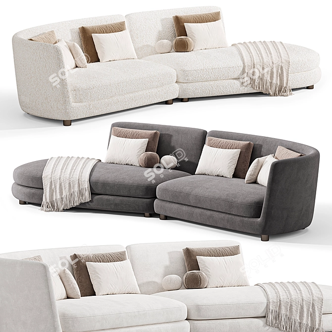 Luxury Italian Duo Sofa Solution 3D model image 3