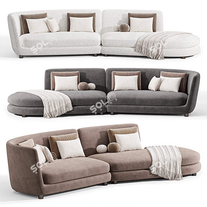 Luxury Italian Duo Sofa Solution 3D model image 4