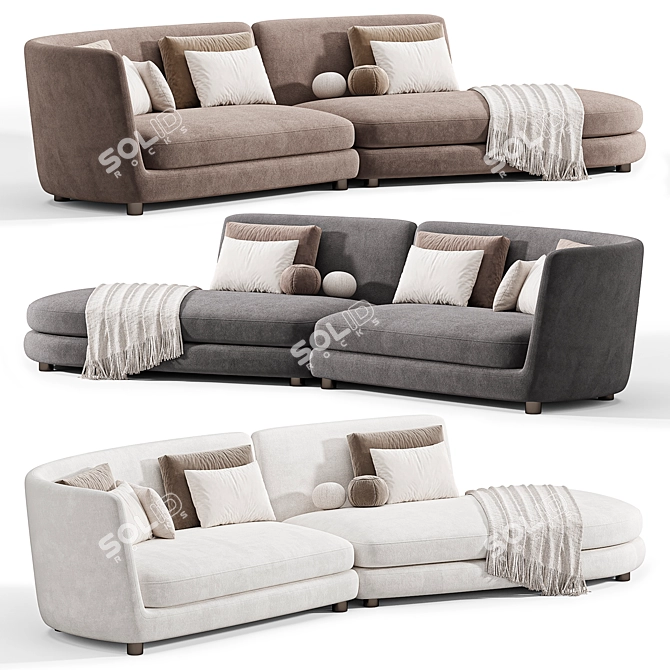 Luxury Italian Duo Sofa Solution 3D model image 5