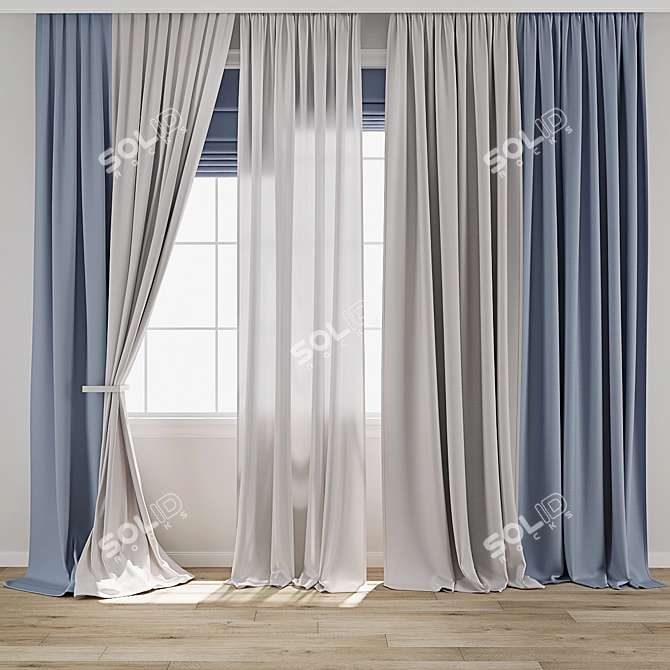 Title: 3D Curtain Model Set 3D model image 1