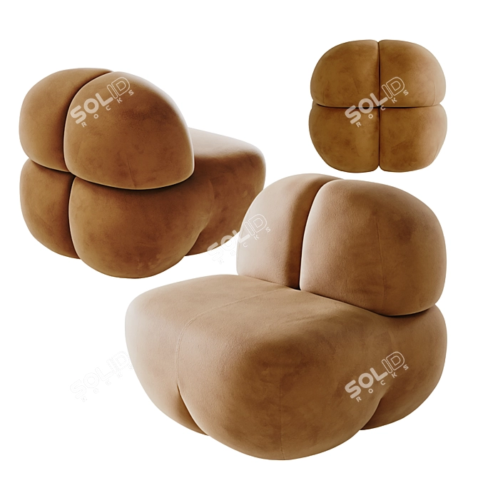  Luxe Barrel Lounge Chair Set 3D model image 3