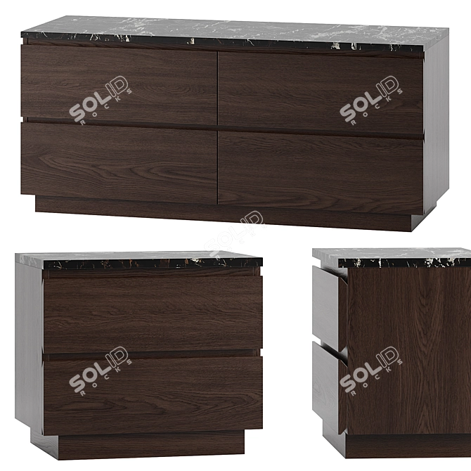 Logan Buffet Nightstand Set 3D model image 1