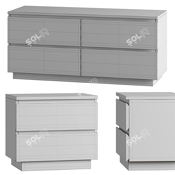 Logan Buffet Nightstand Set 3D model image 3