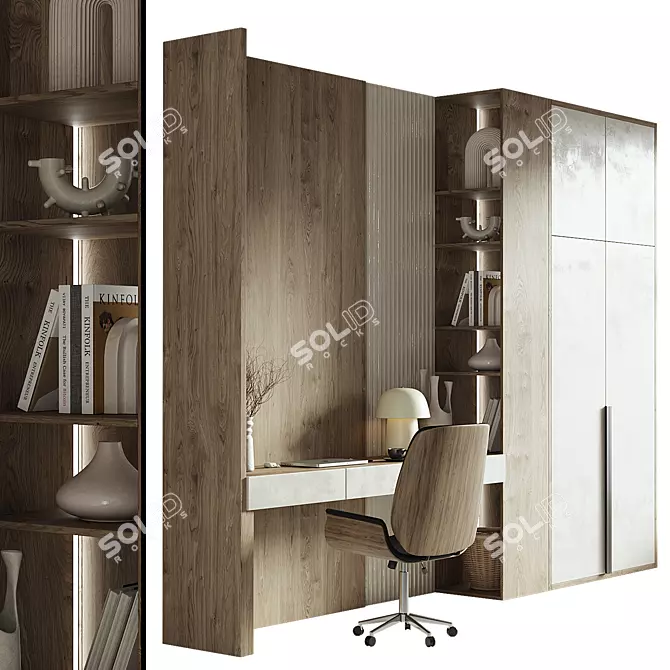 Minimalist Home Office Furniture Set 3D model image 2