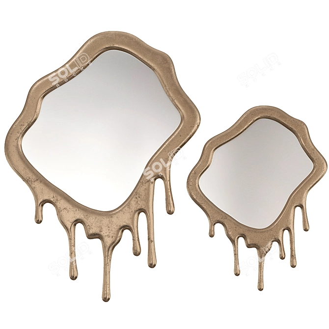 Molten Gold Drip Abstract Mirrors 3D model image 1