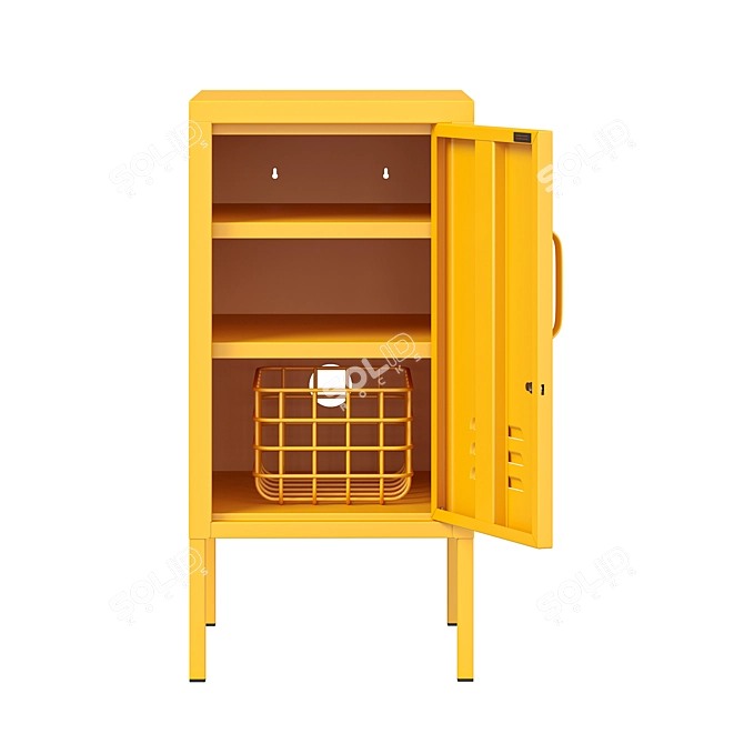 Metal Bedside Locker Mustard 3D model image 3