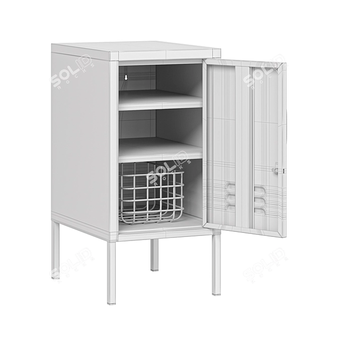 Metal Bedside Locker Mustard 3D model image 4