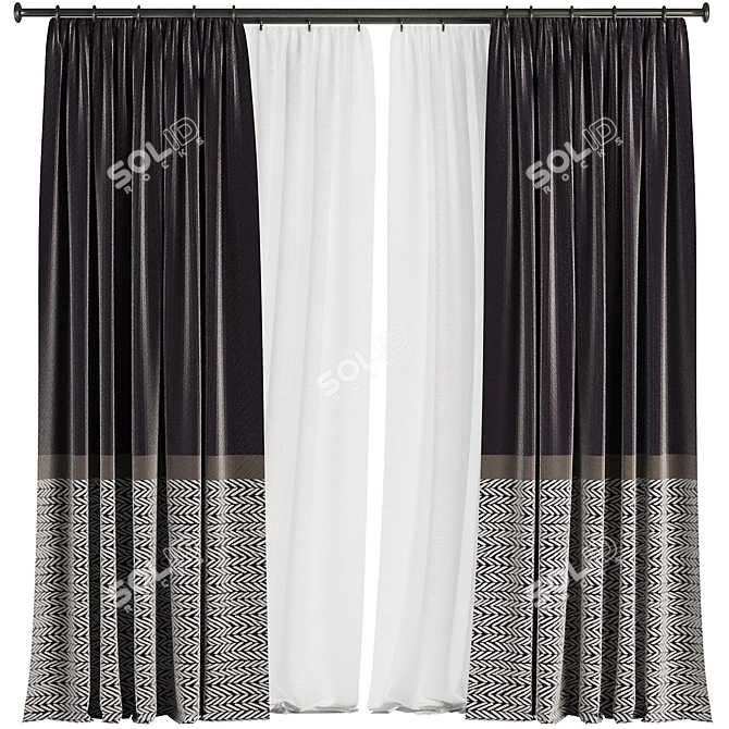 Modern Curtain Set M61 3D model image 1