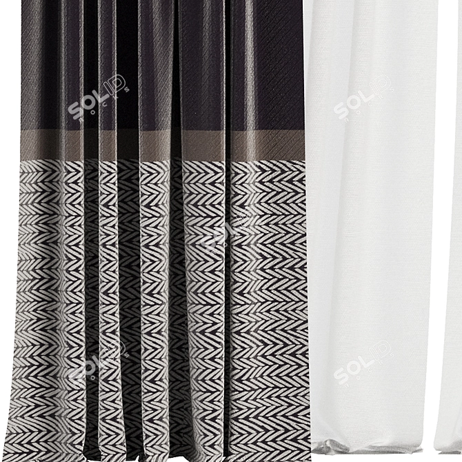 Modern Curtain Set M61 3D model image 2